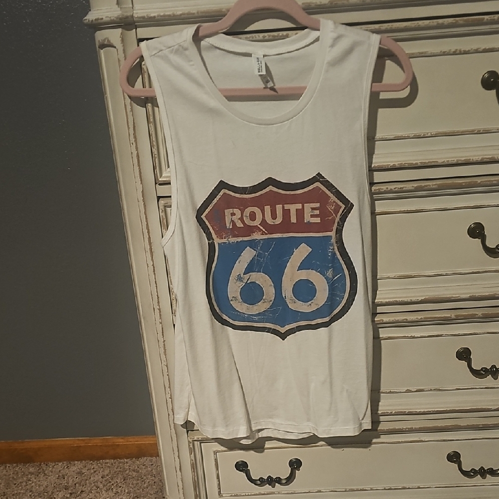 Bella Canvas White Tank with Multicolor Route Graphic